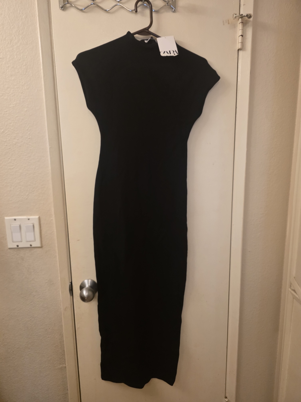 Zara Black Maxi Bodycon Dress with High Neck